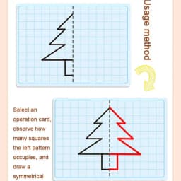 30 Page Children's Grid Symmetrical Drawing Toy Focuses on Fine Motor Skills Writing and 4-Color Brush Control Training Drawing