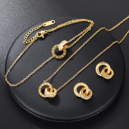 Women's Classic Stainless Steel Roman Numerals Necklace Bracelet Earrings Set - Versatile Simple Daily Jewelry