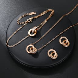 Women's Classic Stainless Steel Roman Numerals Necklace Bracelet Earrings Set - Versatile Simple Daily Jewelry