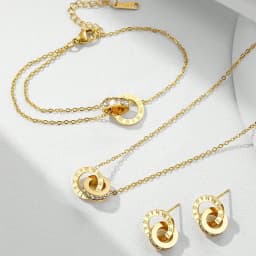Women's Classic Stainless Steel Roman Numerals Necklace Bracelet Earrings Set - Versatile Simple Daily Jewelry