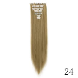 LANSA 7Clips Long Straight Synthetic Clip On Hair Extensions Cheveux Clip Naturel High Temperature Fiber Black Brown Hairpiece