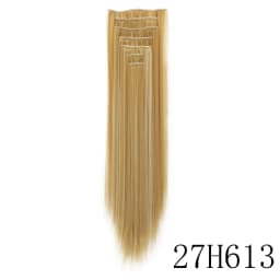 LANSA 7Clips Long Straight Synthetic Clip On Hair Extensions Cheveux Clip Naturel High Temperature Fiber Black Brown Hairpiece