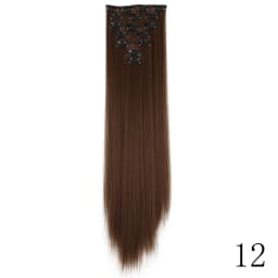 LANSA 7Clips Long Straight Synthetic Clip On Hair Extensions Cheveux Clip Naturel High Temperature Fiber Black Brown Hairpiece