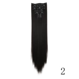 LANSA 7Clips Long Straight Synthetic Clip On Hair Extensions Cheveux Clip Naturel High Temperature Fiber Black Brown Hairpiece