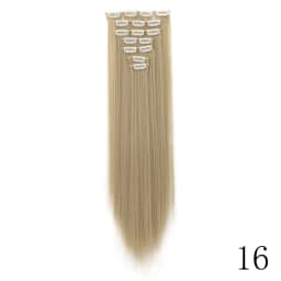 LANSA 7Clips Long Straight Synthetic Clip On Hair Extensions Cheveux Clip Naturel High Temperature Fiber Black Brown Hairpiece