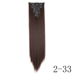 LANSA 7Clips Long Straight Synthetic Clip On Hair Extensions Cheveux Clip Naturel High Temperature Fiber Black Brown Hairpiece