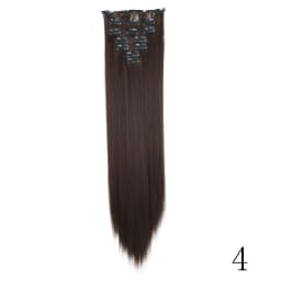 LANSA 7Clips Long Straight Synthetic Clip On Hair Extensions Cheveux Clip Naturel High Temperature Fiber Black Brown Hairpiece