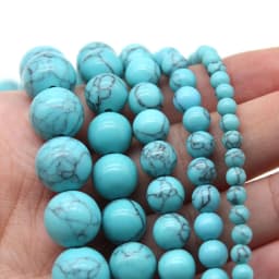 Blue Turquoise Beads 4/6/8/10mm Natural Gemstone Beads Round Loose Beads for Jewelry Making DIY Charm Bracelet Necklace