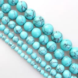 Blue Turquoise Beads 4/6/8/10mm Natural Gemstone Beads Round Loose Beads for Jewelry Making DIY Charm Bracelet Necklace
