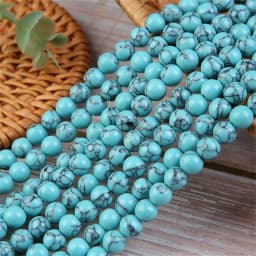 Blue Turquoise Beads 4/6/8/10mm Natural Gemstone Beads Round Loose Beads for Jewelry Making DIY Charm Bracelet Necklace
