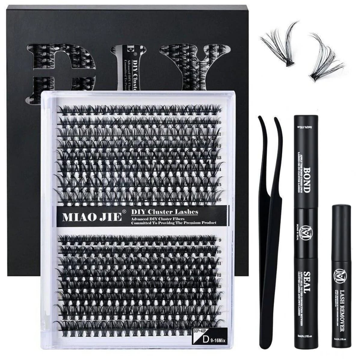 320PCS DIY Mix Clusters Kit 30D/40D Individual False Eyeashes Wispy Fluffy with Applicator Tools Self-Grafting At Home