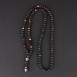 6mm Lava Stone Tiger-eye Beaded Necklace for Men and Women with Buddha Head Pendant