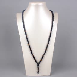 6mm Lava Stone Tiger-eye Beaded Necklace for Men and Women with Buddha Head Pendant
