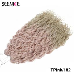 Jessica Synthetic Hair Deep Wave Twist Crochet Hair Braid Afro Curl Ombre Blonde Pink Deep Wavy Braiding Hair Extension ForWomen