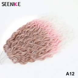Jessica Synthetic Hair Deep Wave Twist Crochet Hair Braid Afro Curl Ombre Blonde Pink Deep Wavy Braiding Hair Extension ForWomen