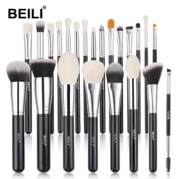 BEILI Black Makeup Brushes Set Professional Natural Goat Hair Brushes Foundation Powder Contour Eyeshadow Make up Brushes