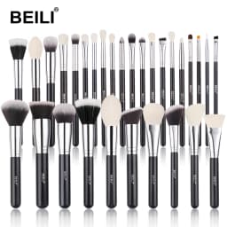 BEILI Black Makeup Brushes Set Professional Natural Goat Hair Brushes Foundation Powder Contour Eyeshadow Make up Brushes