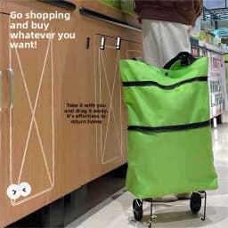 Portable Foldable Shopping Cart with Wheels Lightweight Grocery Trolley for Home Use Backpack Style Hand Pull Cart