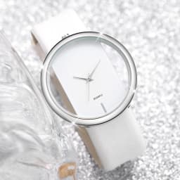 2PCS/Set Women's Watch Pearl Diamond Bracelet Set Fashion Hollow Dial Leather Band Quartz Watches(Without Box)