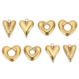 5pcs Stainless Steel Big Hole Love Heart Charms Pendants for Women Earrings Necklace Bracelets Jewelry Making Supplies Findings