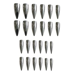 24pcs Punk Metal Fake Nails Press On Finished Long Pointed Silver Mirror y2k Nail Tips Full Cover Stiletto False Nails For Girl