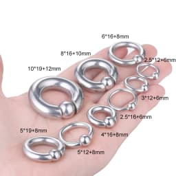 1pcs Stainless Steel Large Gauge Captive Bead Ring 20G-00G Nose Hoop for Women Men Ball Closure Rings Ear Piercing Body Jewelry