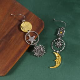 Greek Mythology Face Sun Moon Pendant Creative Design Women's Asymmetric Personality Pendant Earrings Party Gift Custom Jewelry