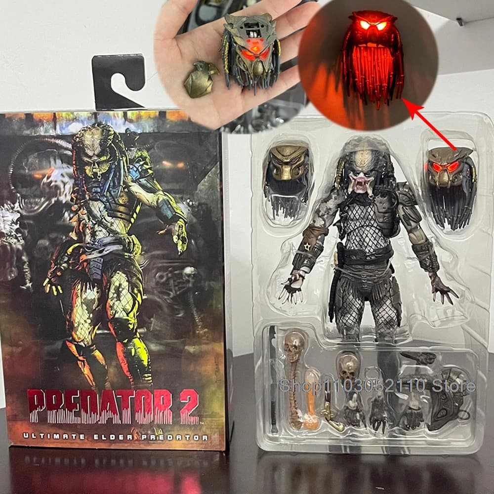 Elder Predator Figure With LED Predator VS Alien Edition Predator Alien Hunter Action Figure Model Collectible Gifts