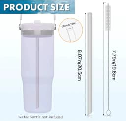 6pcs Reusable Straws Plastic Straws with Cleaning BrushCompatible with Stanley IceFlow 30oz CupsStanley Flip Straw Cups