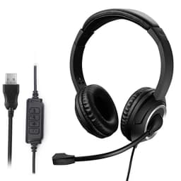 USB Headset with Mic Mute for PC 3.5mm Business Headphones with Rotatable Microphone Noise Cancelling