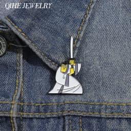 Funny Anime White Clothes Warrior Enamel Pin Custom Adventure Animated Movie Brooches Lapel Badge Jewelry Gifts For Friends