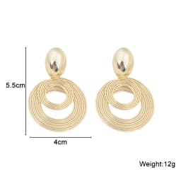 Two-layers Circles Women's Hanging Earrings Gold Color Silver Color Metal Spiral Pendants Dangle Earrings for Female European