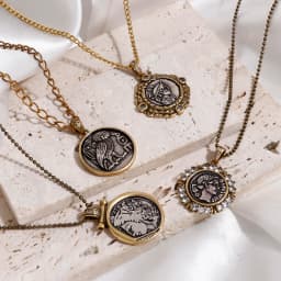 1 Piece Brass Coin Pendants Antique Silver Color Antique Bronze Two Tone Head Portrait For DIY Jewelry Making