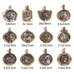 1 Piece Brass Coin Pendants Antique Silver Color Antique Bronze Two Tone Head Portrait For DIY Jewelry Making