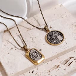 1 Piece Brass Coin Pendants Antique Silver Color Antique Bronze Two Tone Head Portrait For DIY Jewelry Making