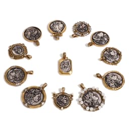 1 Piece Brass Coin Pendants Antique Silver Color Antique Bronze Two Tone Head Portrait For DIY Jewelry Making