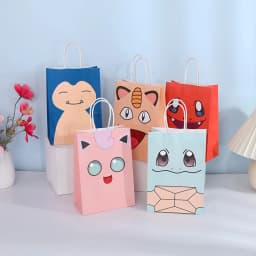 Pokemon Gift Bags Pikachu Hand-held Paper Packing Treat Bag Anime Kraft Paper Bag Gift Packaging Party Festive Party Supplies