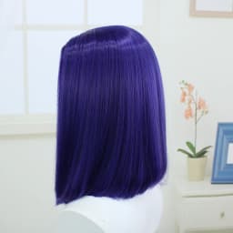 Short Purple Synthetic Costume Wig for Raven Superhero Cosplay Straight Middle Part Bob 14Inches for Dress Up Party Festival