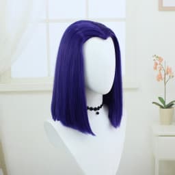 Short Purple Synthetic Costume Wig for Raven Superhero Cosplay Straight Middle Part Bob 14Inches for Dress Up Party Festival