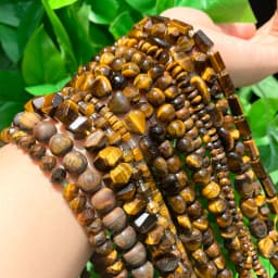 Various Styles Natural Yellow Tiger Eye Stone Beads Irregular Rondelle Column Spacer Bead for Jewelry DIY Making Bracelet Crafts