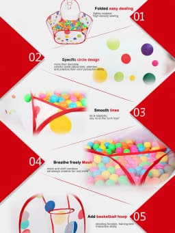 Children's Ocean Ball Pool with Basketball Hoop Play Tent Playhouse with Basketball Hoop for Boys Girls Kids (Excluding Ball)