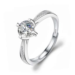 Moissanite Engagement Finger Rings Inlaid Diamond Open Ring For Women 925 Silver Promise Wedding Adjustable Rings Fine Jewelry