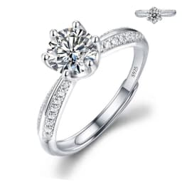 Moissanite Engagement Finger Rings Inlaid Diamond Open Ring For Women 925 Silver Promise Wedding Adjustable Rings Fine Jewelry