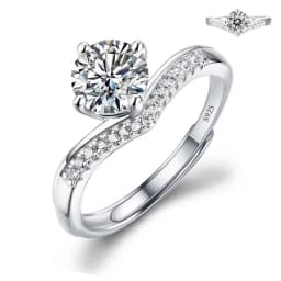 Moissanite Engagement Finger Rings Inlaid Diamond Open Ring For Women 925 Silver Promise Wedding Adjustable Rings Fine Jewelry