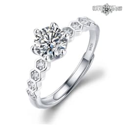 Moissanite Engagement Finger Rings Inlaid Diamond Open Ring For Women 925 Silver Promise Wedding Adjustable Rings Fine Jewelry