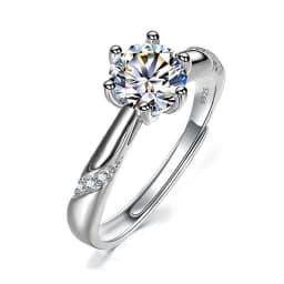 Moissanite Engagement Finger Rings Inlaid Diamond Open Ring For Women 925 Silver Promise Wedding Adjustable Rings Fine Jewelry