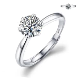 Moissanite Engagement Finger Rings Inlaid Diamond Open Ring For Women 925 Silver Promise Wedding Adjustable Rings Fine Jewelry