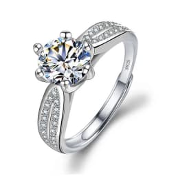 Moissanite Engagement Finger Rings Inlaid Diamond Open Ring For Women 925 Silver Promise Wedding Adjustable Rings Fine Jewelry