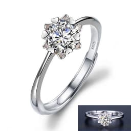 Moissanite Engagement Finger Rings Inlaid Diamond Open Ring For Women 925 Silver Promise Wedding Adjustable Rings Fine Jewelry