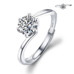 Moissanite Engagement Finger Rings Inlaid Diamond Open Ring For Women 925 Silver Promise Wedding Adjustable Rings Fine Jewelry